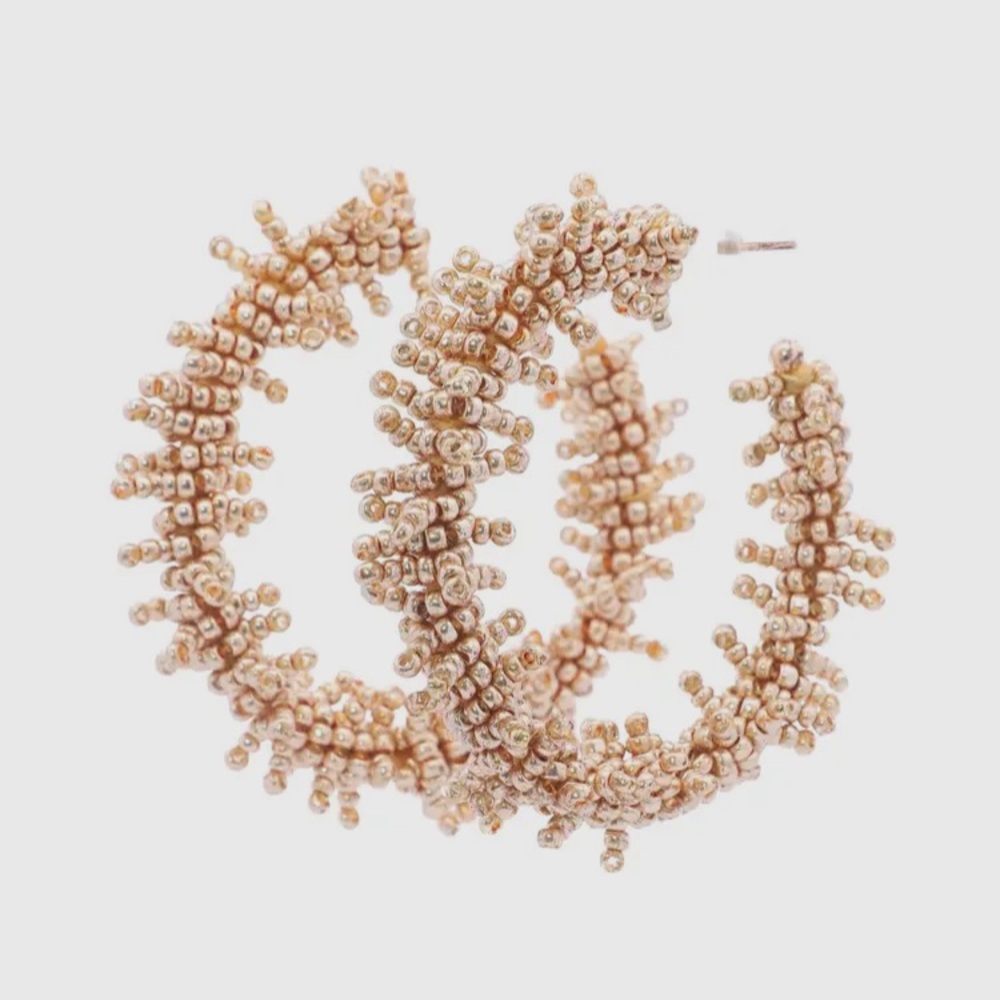Beaded Gold Hoop Earrings